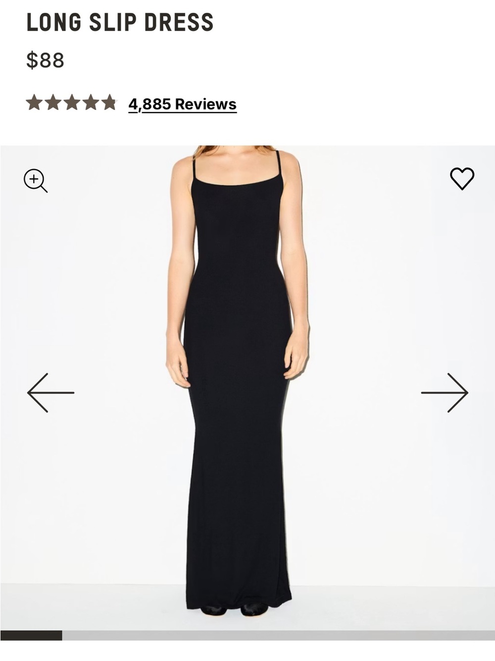SKIMS Black Long Slip Maxi Dress